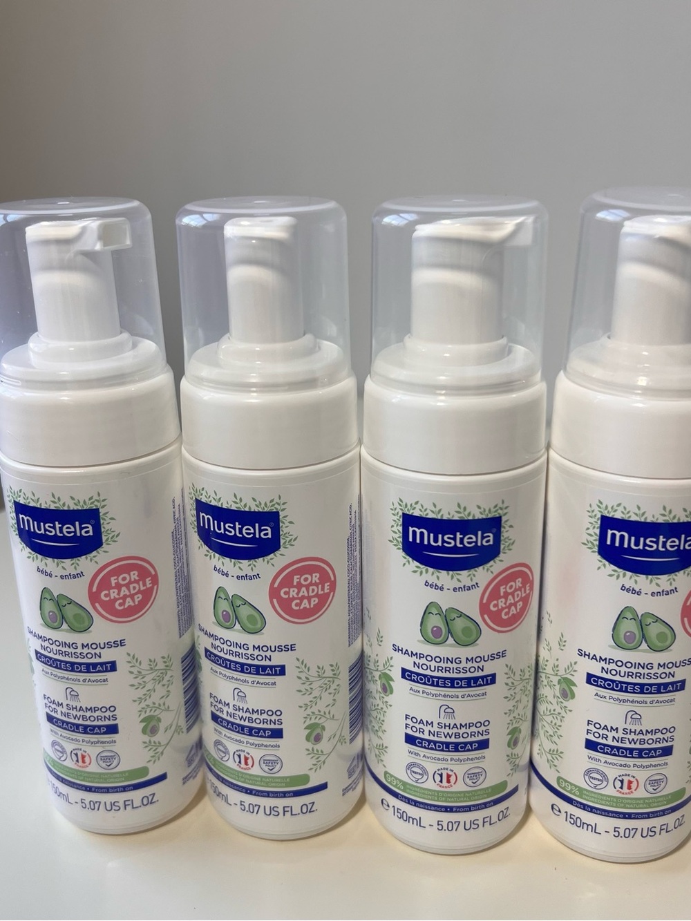 NWT Mustela Foam Shampoo for Newborns Cradle Cap Lot of 4 (5.07 oz)